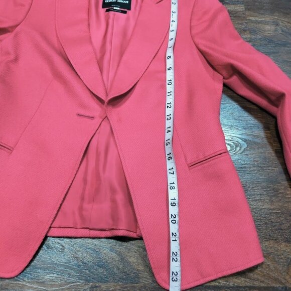 Giorgio Armani Cashmere Long Sleeve Peak Lapel Preppy Work Blazer Pink 36 - Picture 14 of 16
